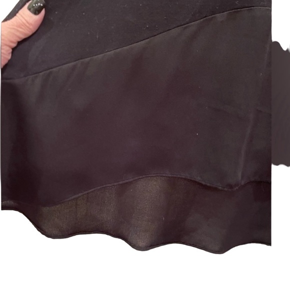 LOGO by Lori Goldstein Short Sleeve Knit Top With Chiffon Trim. Black. 2X - Picture 4 of 13